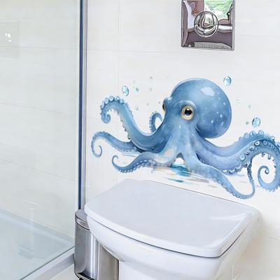 Großer blauer Oktopus Wandaufkleber Meeres Tier Wanddekal Abziehen Und Aufkleben Kunst Wandbild für Badezimmer Küche Wohnzimmer Sommer Wanddekoration