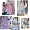 100*150cm Color Tie Dye Washed Denim Fabric For Diy Sewing Skirt Jeans Dress Coat Clothes Stretch Tie-dyed Denim Cotton Fabric