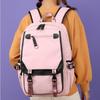 Large Capacity Korean Style Backpack with USB Port Casual Solid Color Multi-compartment Laptop Bag for Students