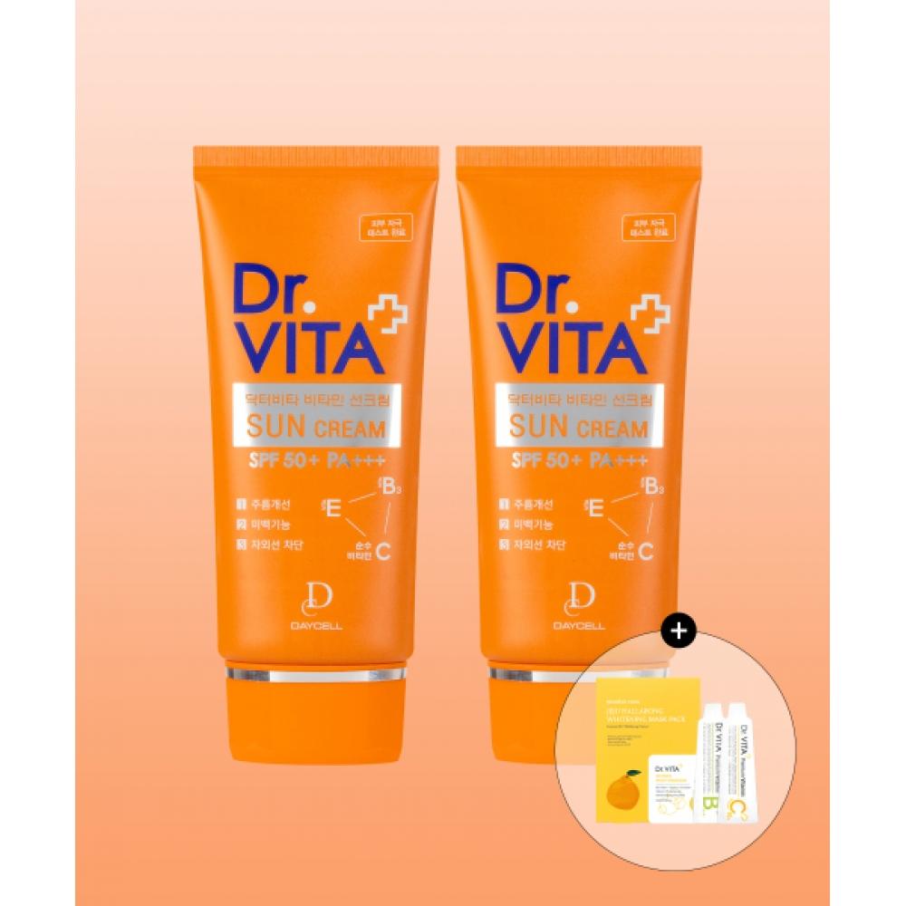 Drvita [free Gift] Whitening  Anti Wrinkle  And Uv Protection Triple Functional Vitamin Sun Cream 50g  Spf 50+ Pa+++  X 2 NONE