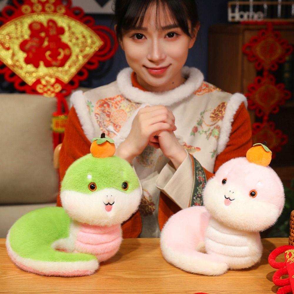 Cute Snake Year Mascot Toy 25cm Lucky Snake Doll Plushies Snake Plush Doll Toy  Birthday Gifts