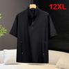 Oversized Men's Ice Silk T-Shirt Half Zipper Short Sleeve Cool T-shirt Male Plus Large Elegant Quick Dry