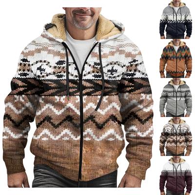 Men'S Winter Zipper Hooded Fleece Sweatshirt With Patch Pocket Casual Jacket
