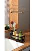 Countertop Kitchen Dish Rack with Sponge, Soap, and Brush Storage