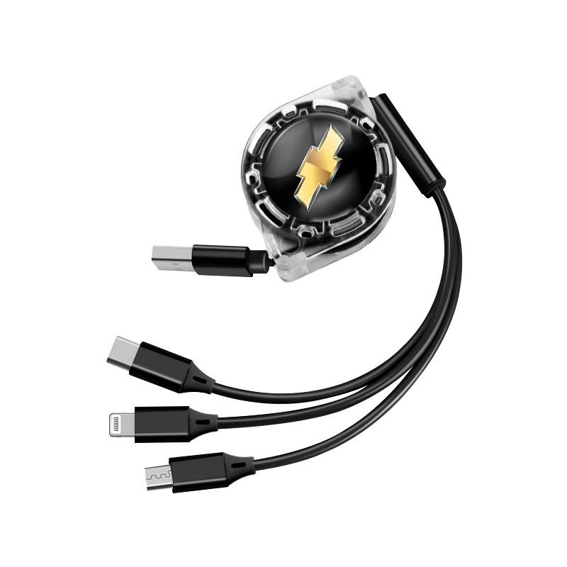 FRF1 Multifunctional Car 3 In 1 Micro USB Type C Charging Cable Multi Charger for Chevrolet Spark Captiva Cruze Tracker Orlando Trax