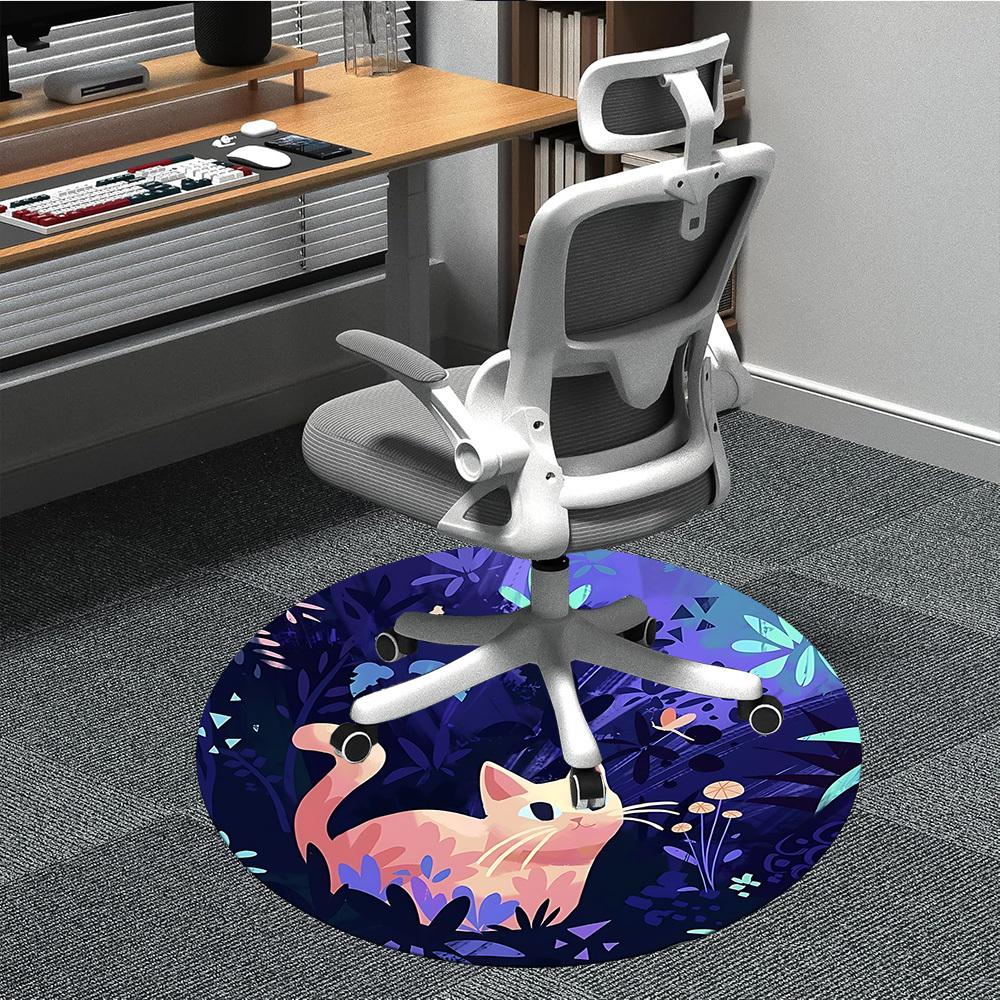 

1PC Cat Garden Office Round Area Rug, Indoor Mat Suitable ForOffice, Under Office Chairs Bedroom Living Room Home Decor, Room Deco, D050 80cm by 80cm