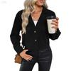 Women's Casual Solid Color Long-sleeved Short Jacket Loose Corduroy Top