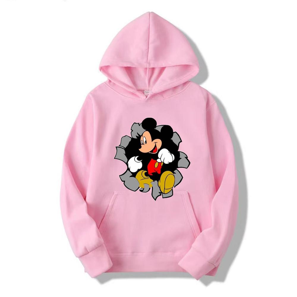 New Disney Mickey Mouse Couple American style Cute Pink Hoodie in the Autumn and Winter for Men's and Women's Couple's Clothing