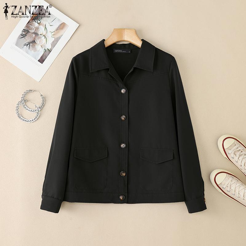 ZANZEA Women Casual Turn Down Collar Long Sleeve Autumn Blouse