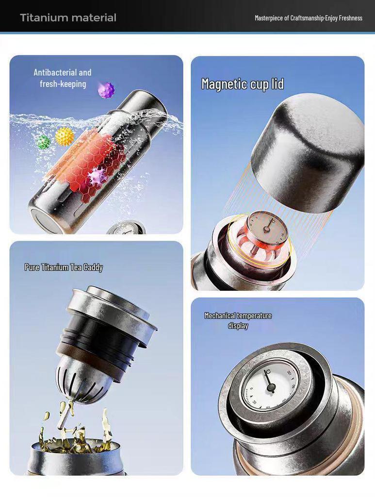 Premium Titanium Magnetic Insulated Cup - Double-Layer Vacuum Design with Tea and Water Separation for a High-End Business Gift