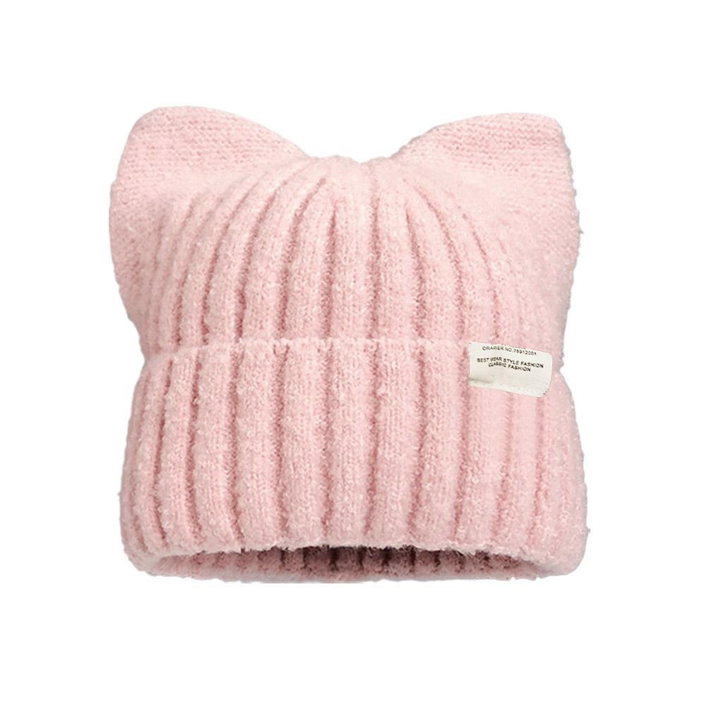 Fashion Cat Ear Hat Cute Beanie Hat Knit Winter Cap Warm Slouchy Crochet Hat For Women Girls Ski Cycling Snowboard Travel