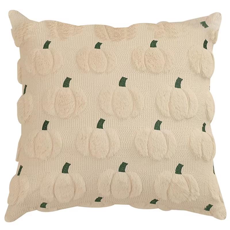 Niedliches Geister-Besticktes Kürbis-Plüschkissenbezug Halloween Dekorative Kissenhülle für Zuhause Sofa Schlafzimmer Stuhl Festliche Dekoration