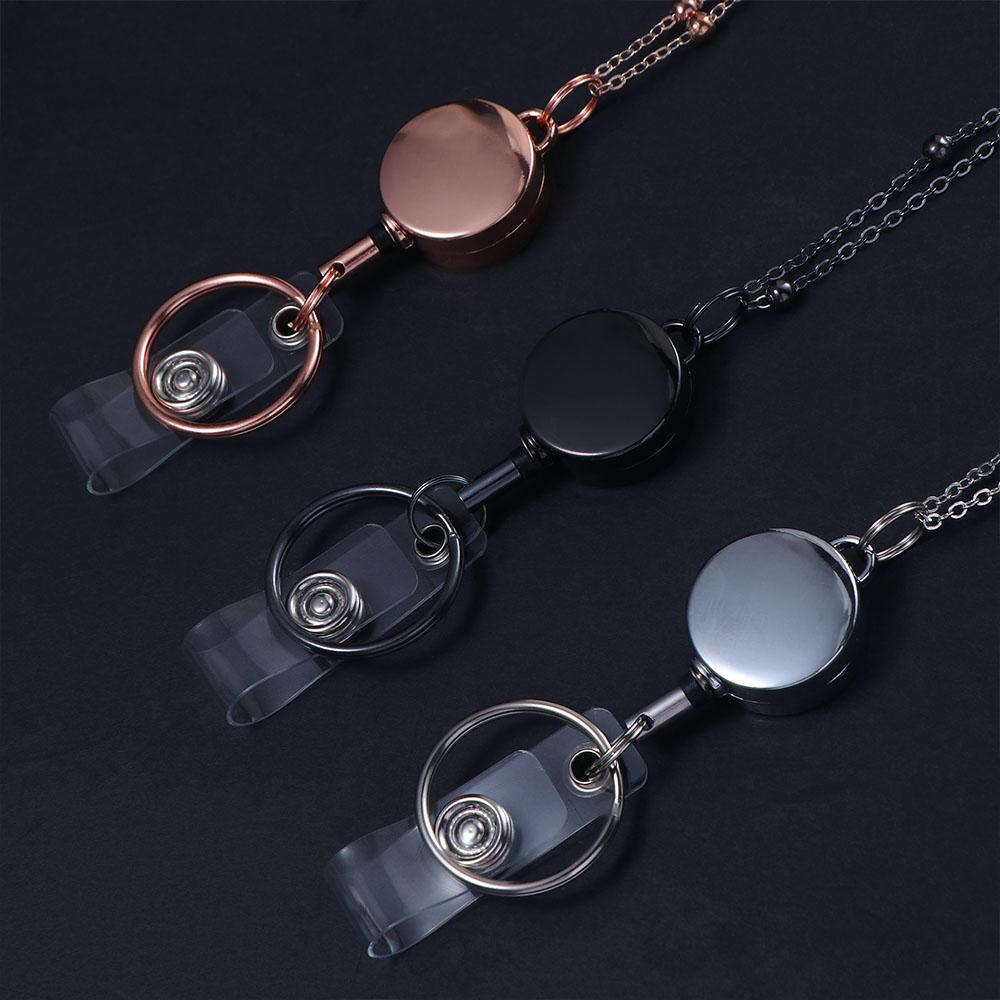 Waterproof Name Card Keychain Retractable Badge Reel Lanyard DIY Beaded Lanyard Badge Holder Necklace with ID Card Holders