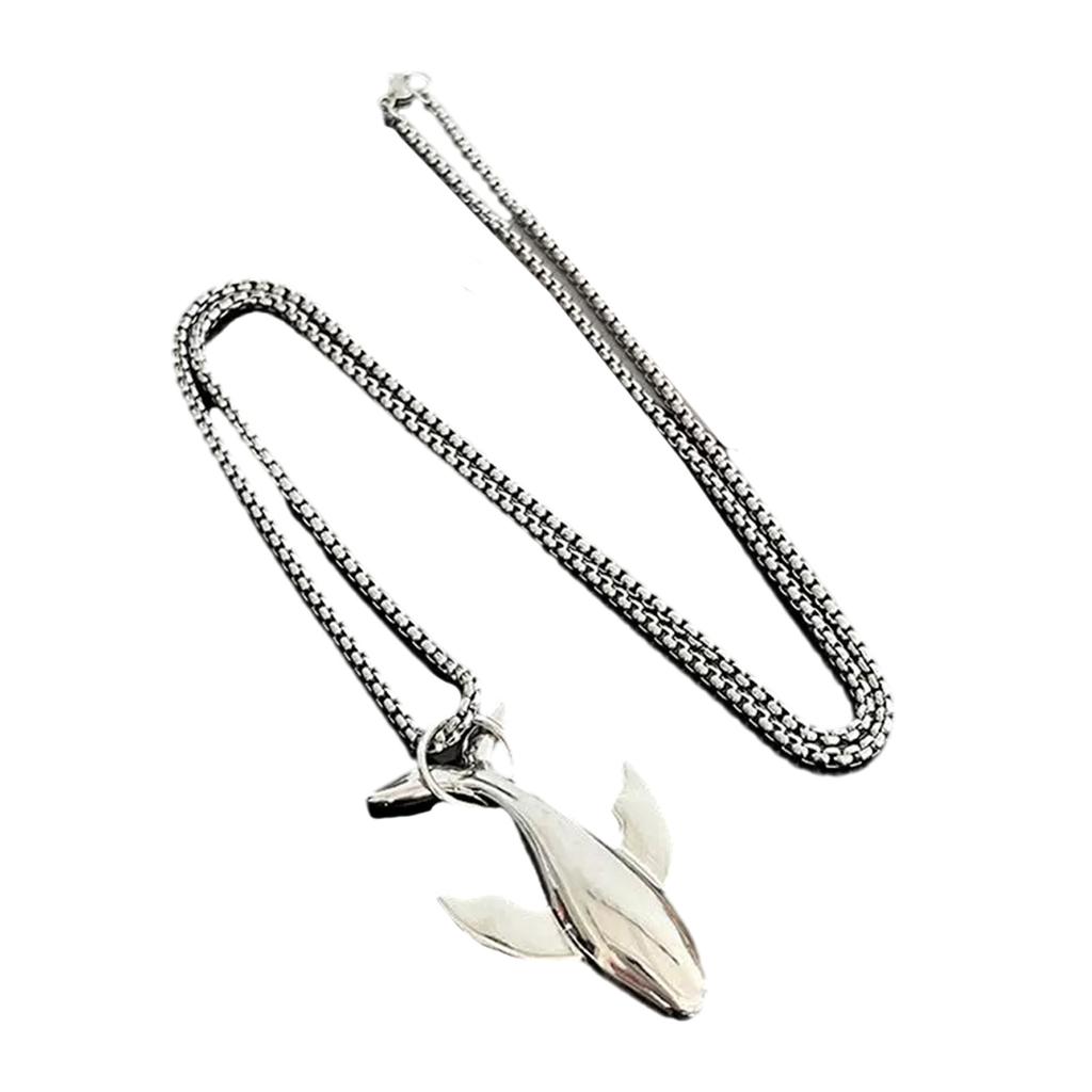 Chic Whale Necklace Stainless Steel Pendant Necklace Sophisticated Sweater Chain Statement Necklace for Any Occasion