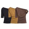 Za Summer New Collection Women's Clothing Zr European and American Style Fashionable Metal Buckle Slim Asymmetric Simple Top 1026164