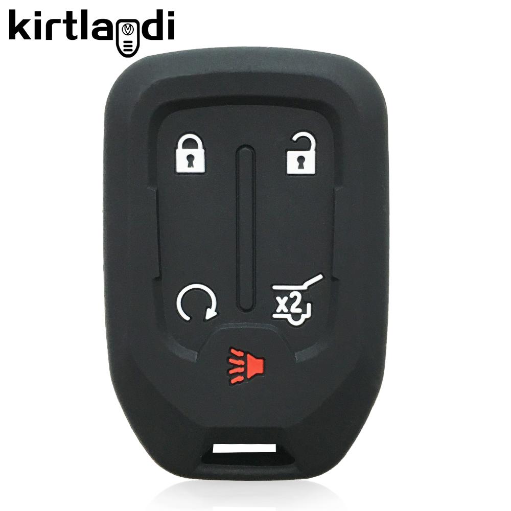 Silicone Car Key Cover Case for GMC Yukon XL Sierra Terrain Acadia for Chevrolet Tahoe 2015-2020 Remote Keyless Holder Keychain