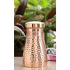 Copper Hammered Shine Design Bedroom Water Bottle with Inbuilt Glass, Volume - 600 ML, Pack of 2