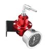Universal Aluminum Adjustable FPR Fuel Pressure Regulator with Gauge for Car Auto Red