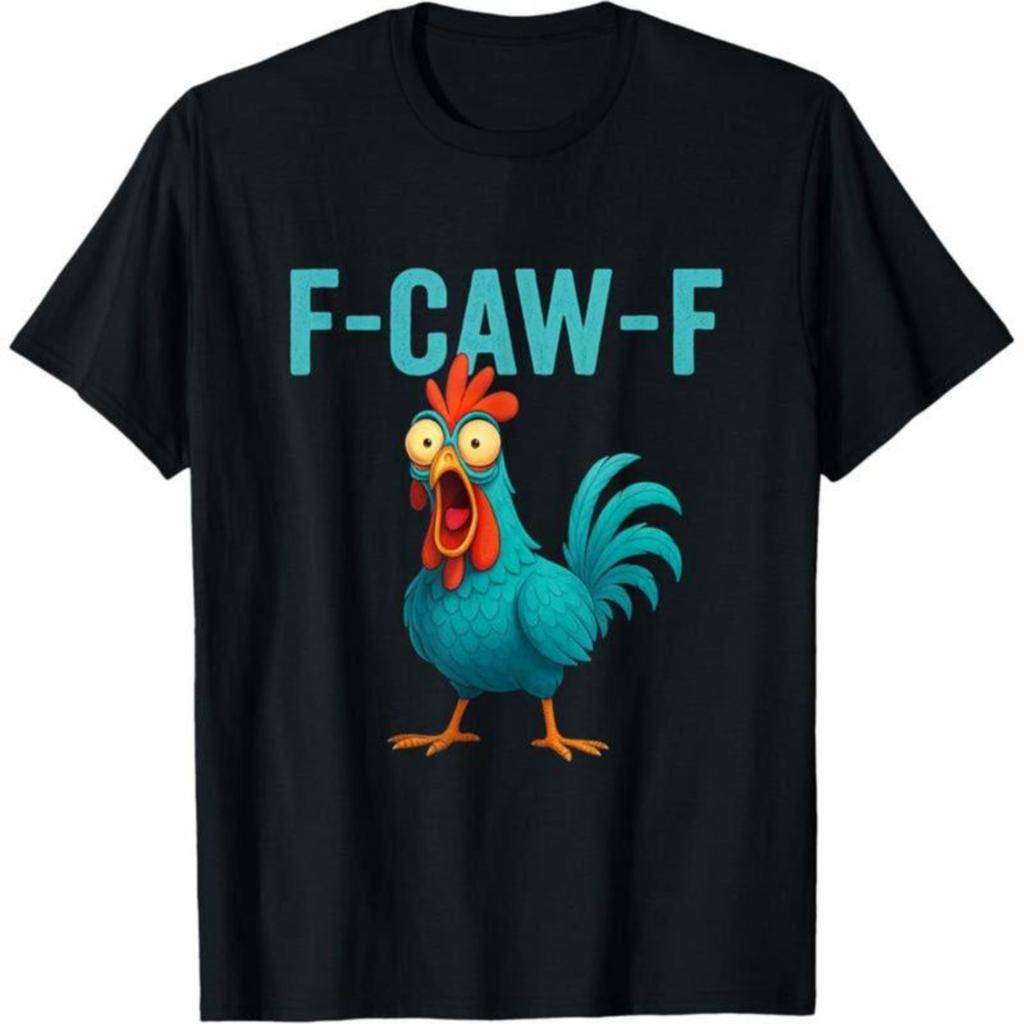 Vintage Crazy Roose Funny Crow F-CAW-F Chicken Humor T-Shirt for Men Women Pure Cotton Crewneck Short Sleeve Print Unseix Top