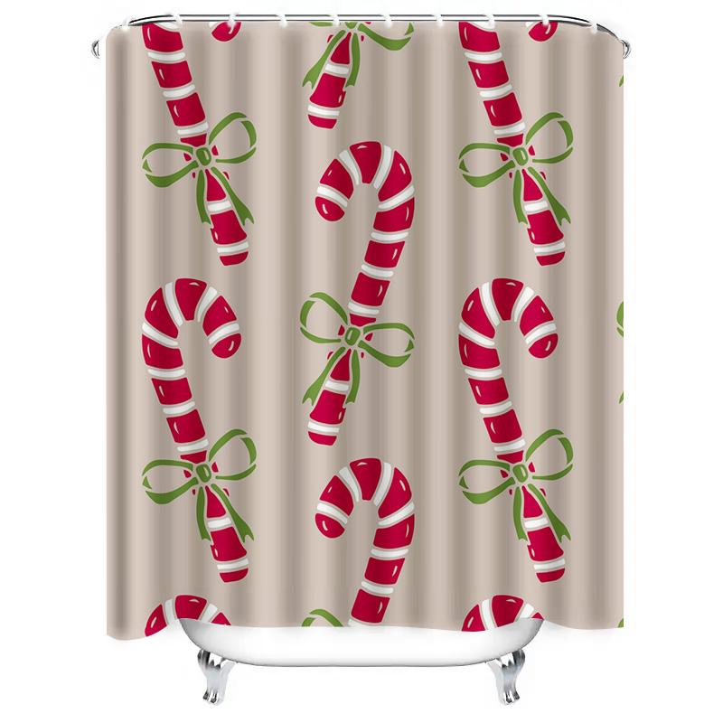 TU Christmas Shower Curtain Festive Holiday Decor Reversible Waterproof Fabric Bathroom Curtain Modern Patterned Backdrop Holida