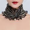 Scarf Painting Print Imitation Pearl Durable Ruffle Edge Lady Headscarf for Banquet