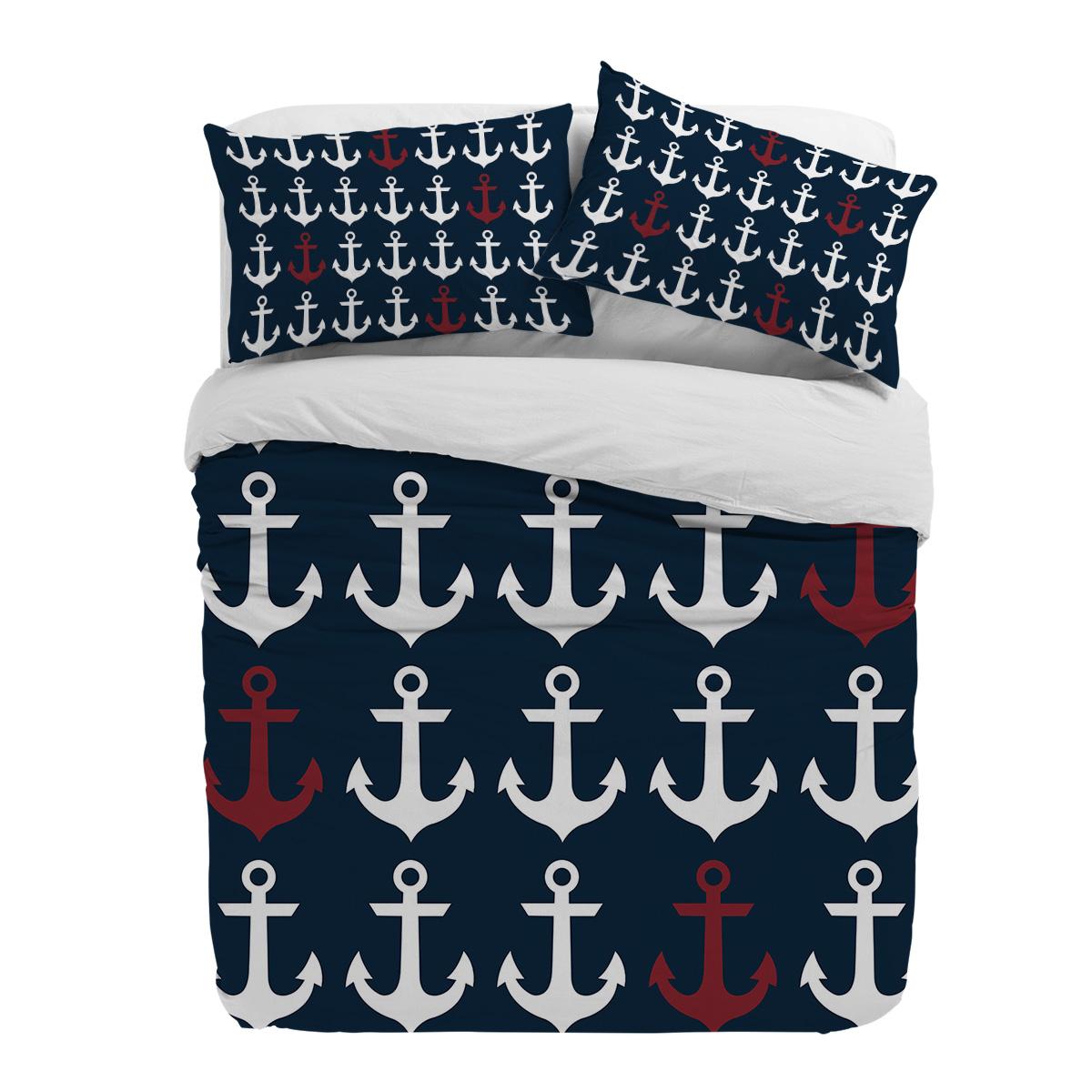 

Nautical Ocean Anchor Dark Blue Duvet Cover With Pillow Case Custom 3pcs Bedding Set Quilt Cover Double Bed Home Textile (135x200cm)