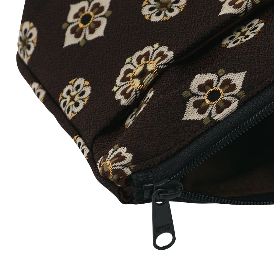 Senshishuin Nishijin Brocade Pouch (Lined) with Shokura Hanabishi Crest (Small)