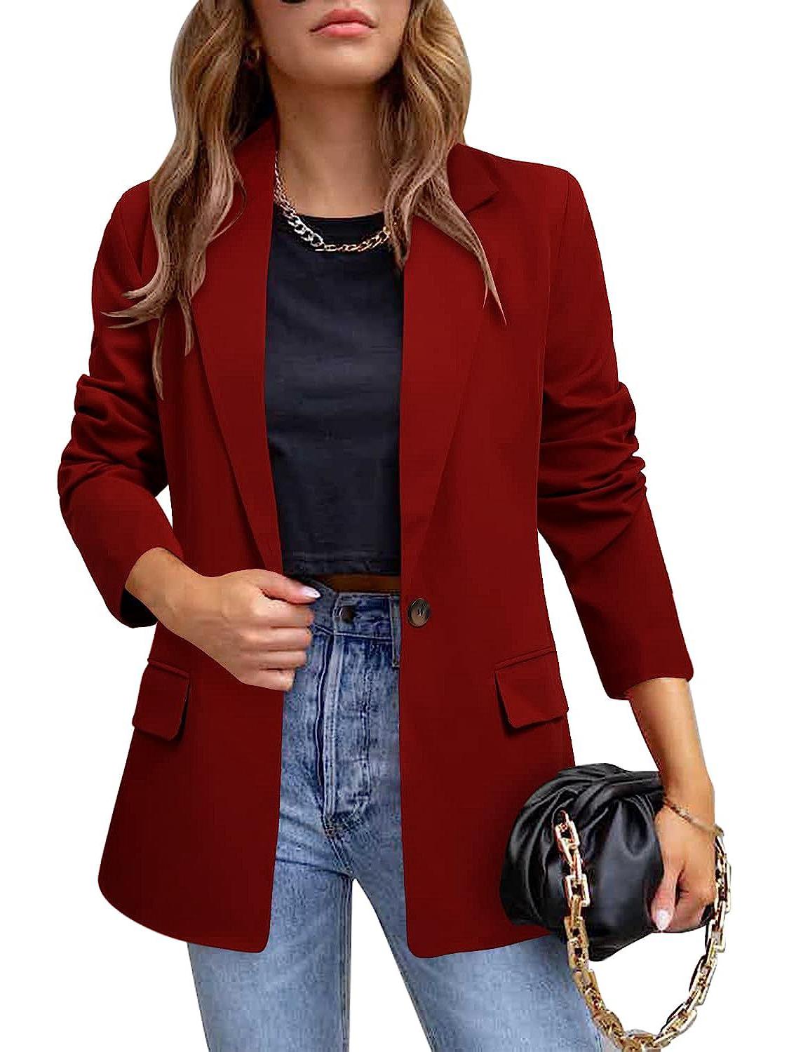 

Women s 2024 Autumn/Winter Slim Suit Jacket for Commuting & Elegance 3XL вино красного