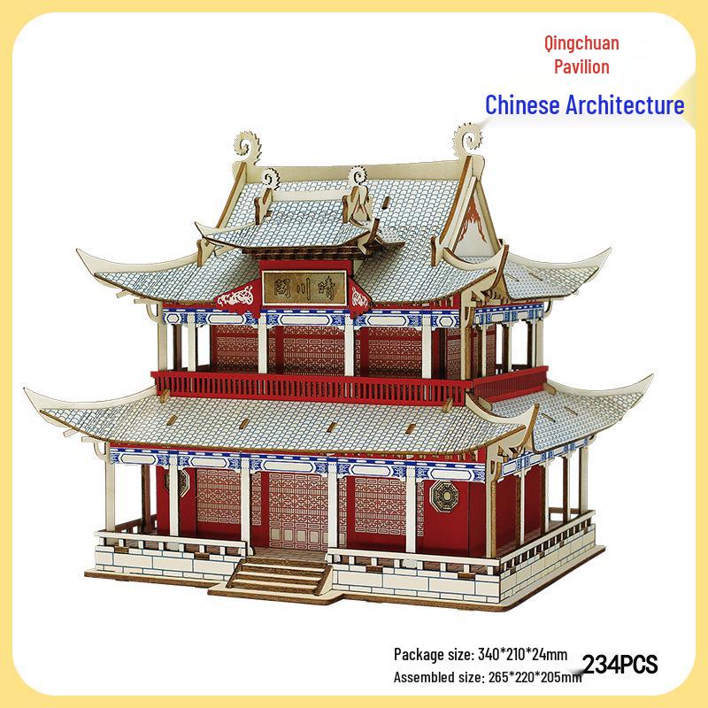 DIY Wooden 3D Puzzle: Chinese Architectural Model Educational Toy & Souvenir