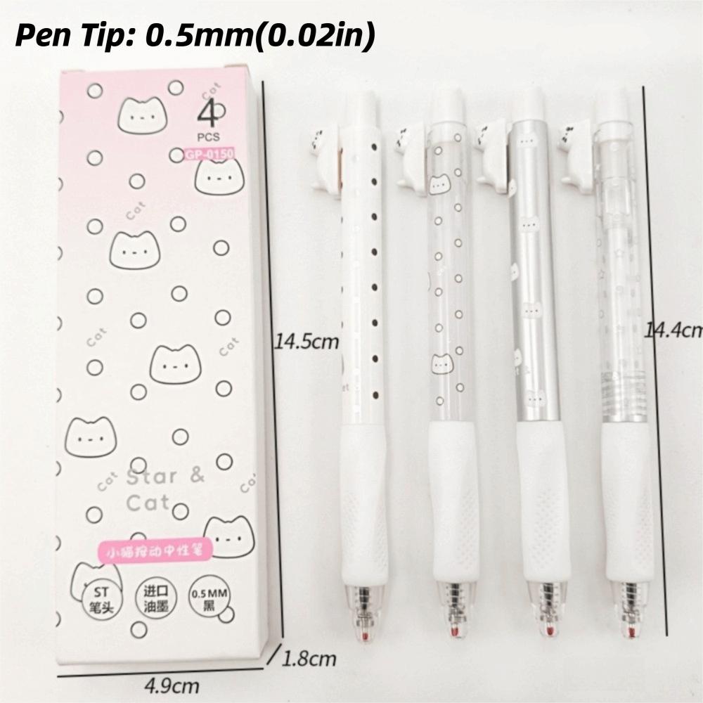 4Pcs/Box Super Smooth Gel Pen 0.5mm Automatic Pressing Pen Kawaii Exam Pens School Supplies