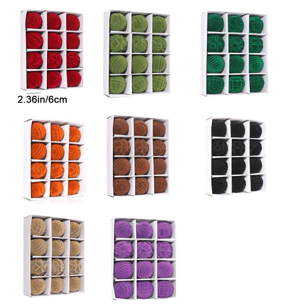 12pcs 6cm Flocked Christmas Tree Ball Plastic Decorative Christmas Tree Pendant Colorful Hanging Velvet Christmas Balls New Year