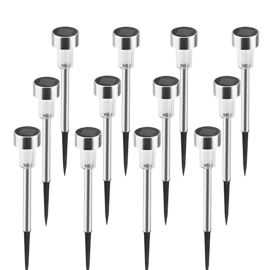 Set of 12 LED Garden with Light Automatically Turns On At Security Ideal for and Daylight White Lights, Solar-Powered, Waterproof, Recessed, Sensor,