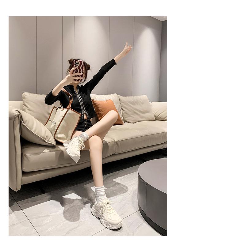 Women's Korean-Style 2025 Summer Dad Sneakers: Breathable Mesh, Thick Sole, Versatile White Running Shoes