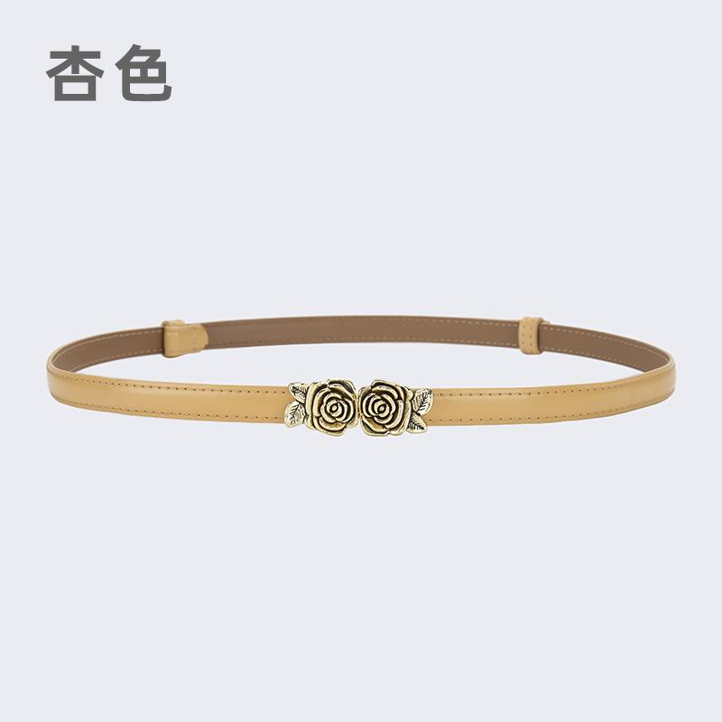 Leather Camellia Thin Belt Decoration With Skirt Waist No Punching Suit Small Belt