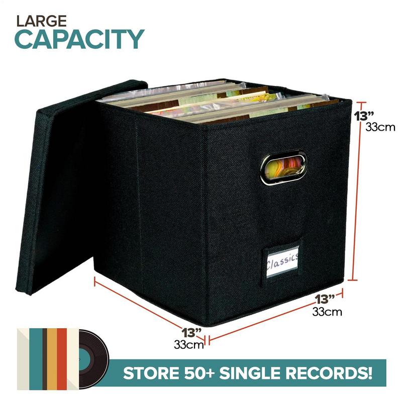 Vinyl Record Storage Box Portables Multi-functional Organizer with Lid for 12 In Albums Records Crate LP Album Storage