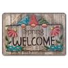 D Flat Metal Sign Vintage Welcome Garden Tin Sign Set Rustic Home Decor Butterfly Flower Watering Can Wall Art