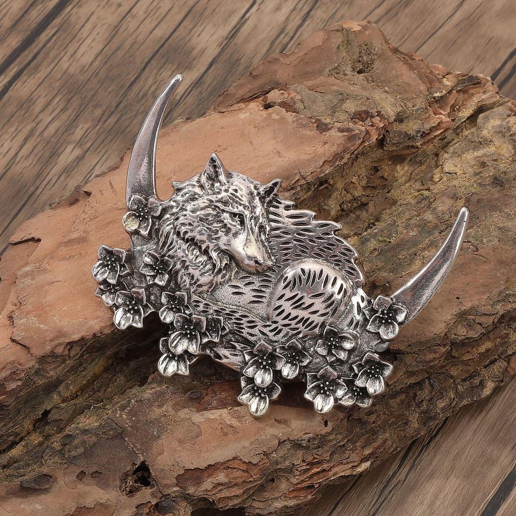 Viking Retro Moon Wolf Hair Clip - Trendy Norwegian Style Party Jewelry