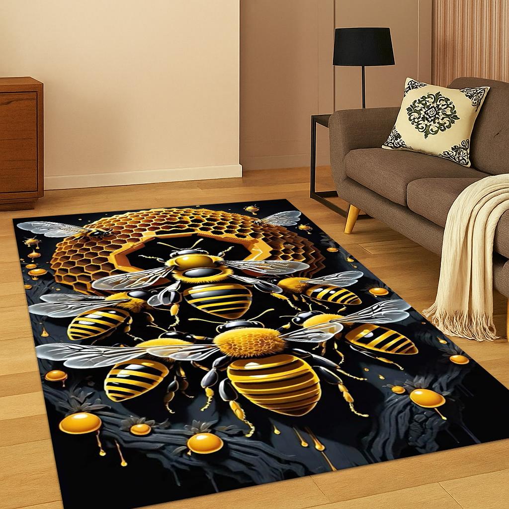 

3D Insect Cartoon Bee Cute Carpet Rug Mat for Home Bedroom Living Room Sofa Doormat Kitchen Decor,Kid Play Non-slip Area Rug 40x60cm