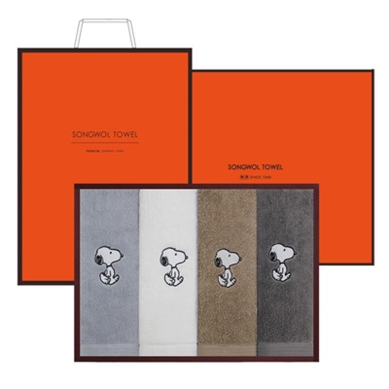 Songwol Snoopy River 140g Premium Cotton 30-Count 4-Piece Towel Set Ash Gray 1 set