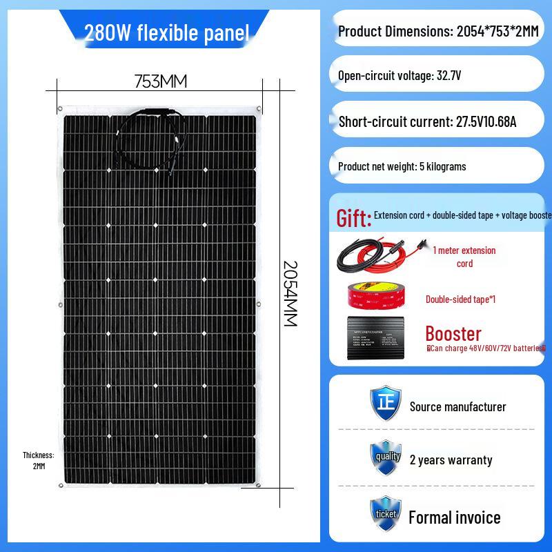 Flexible Solar Panel Boost Converter for 48V-72V Electric Tricycles and Four-Wheeled Vehicles