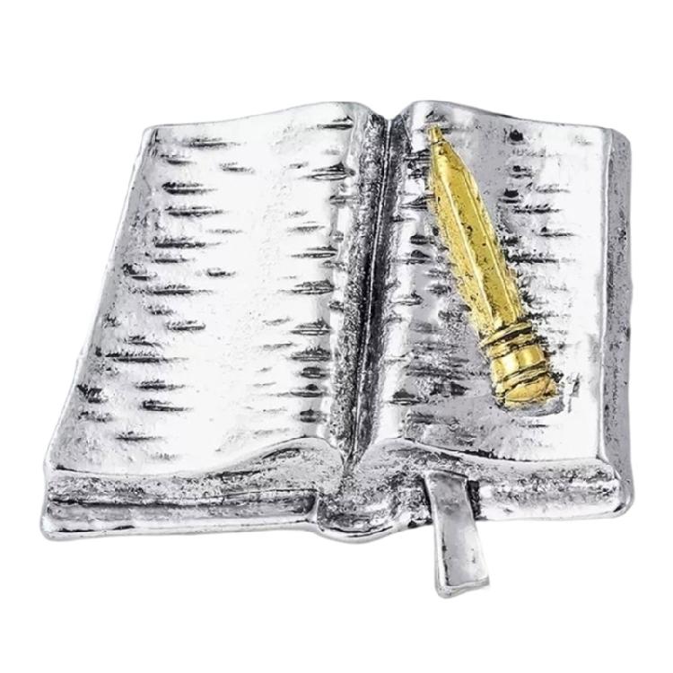 Изысканная брошь в книжном стиле, изготовленная из эмали и страз, для выражения индивидуального стиля в ювелирных аксессуарах