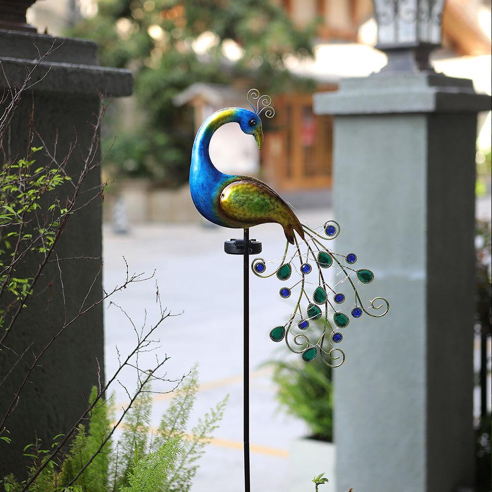 Solar Peacock Garden Decoration Lights Outdoor Lawn Statues Stake Lights For Villa Landscaping Solar Powered Ground Lights