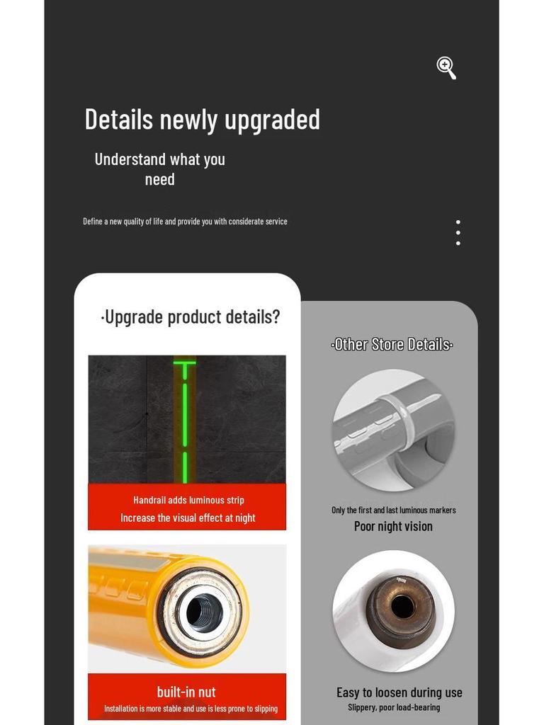 Barrier-Free Stainless Steel Safety Handrail for Elderly and Disabled - Anti-Slip Grab Bar for Toilet and Washroom