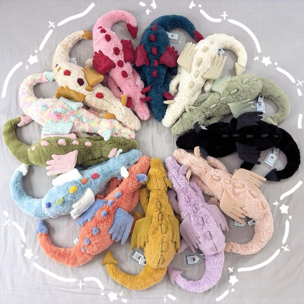 JC Large Size Plush Sky Flying Rainbow Dragon Toy Soft Stuffed Animal Pillow Fun Lazy Snow Dragon Kids Gift