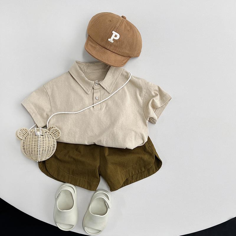 Children's Short Sleeved T-shirt Boys' Polo Shirt Summer Girls' Korean Versatile and Personalized Top Minimalist Style