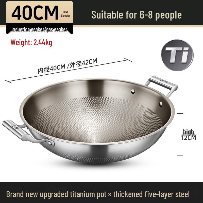 Non-Stick Titanium Wok with Double Ear Handles for Gas & Induction Cooktops Single