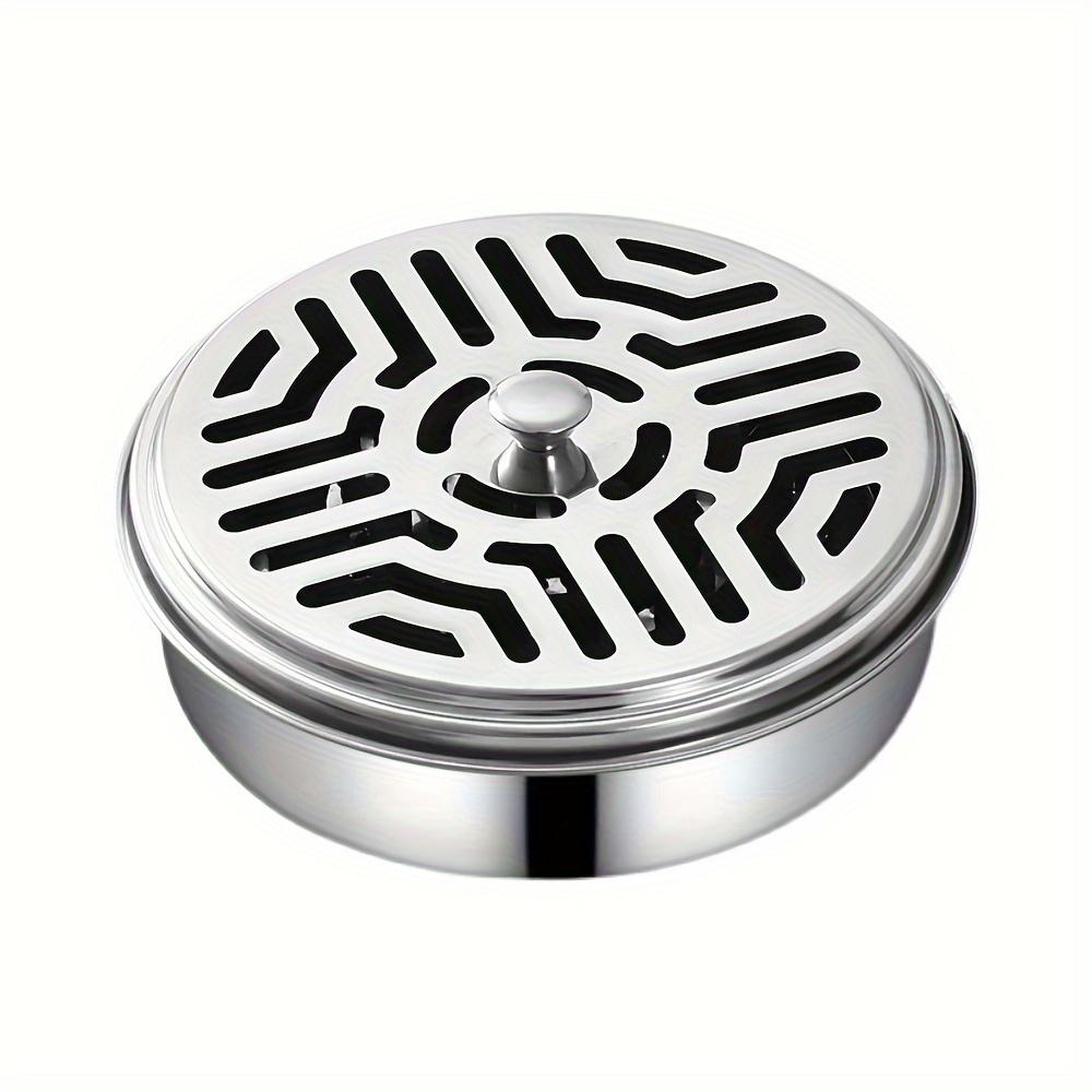 1 Pc Stainless Steel Mosquito Coil Tray Holder, Covered Household Ashtray, Outdoor Mosquito Coil Box for Living Room and Bedroom