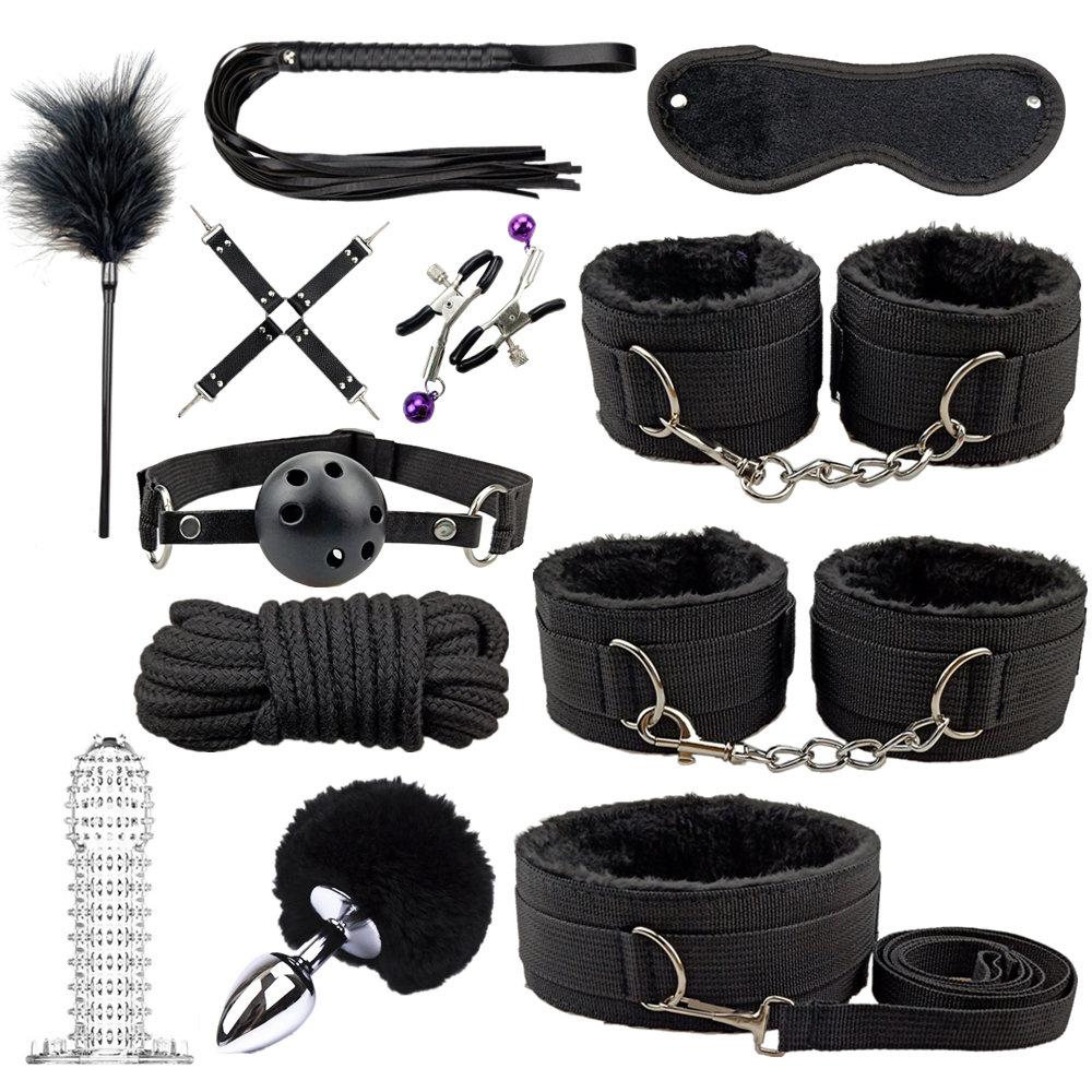 14 Modelle Bondage Set Sexspielzeug für Frauen BDSM Sex Anal Plug Vibrator Sexprodukte für Erwachsene SM Sexspielzeug Nylon Handschellen für Sex
