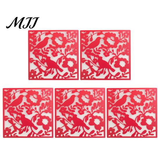 Hanging Partition Panel 5Pcs Room Divider Panel, Hollow Flower Butterfly Bird Wall Screen, Decor Square Decorative for Home Living