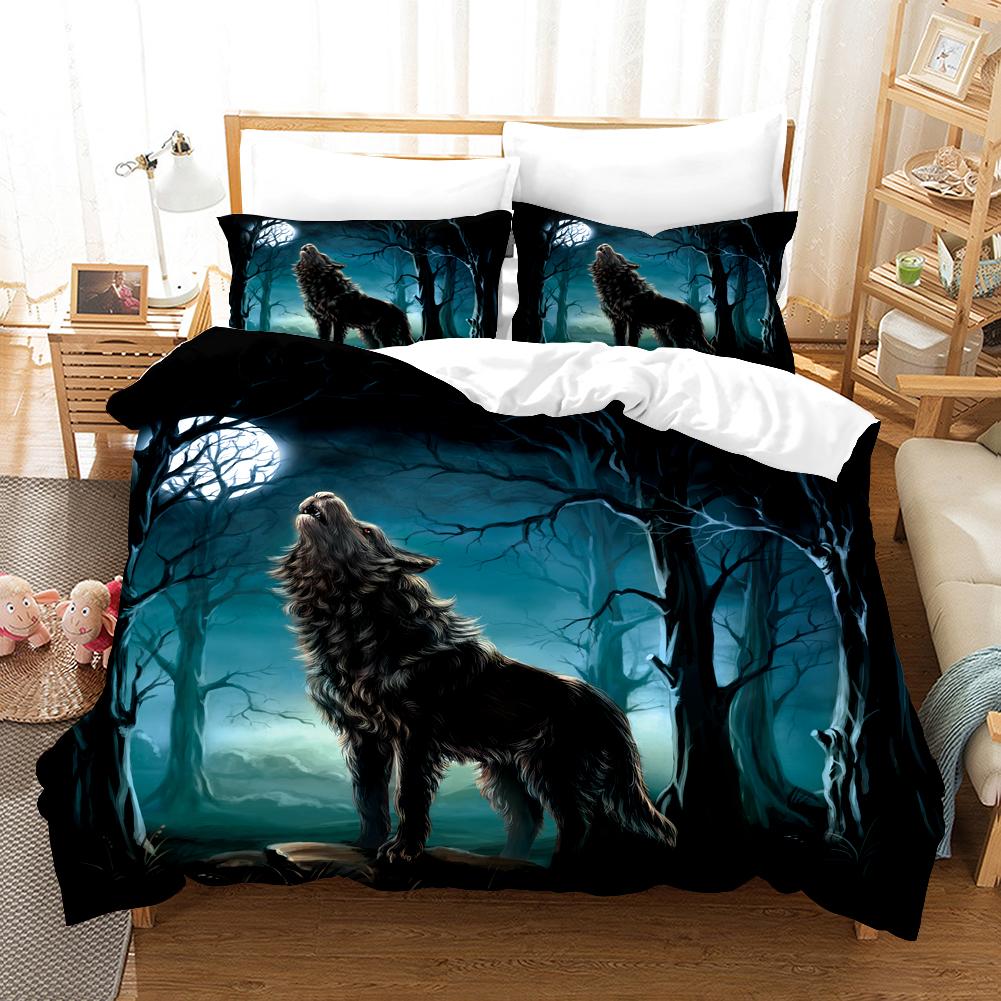 3D Wolf Print Duvet Cover Set Wild Animals Bedding Set Luxury Modern Gift Wolf Bedding Set Comforter Cover Full King Size 2/3pcs